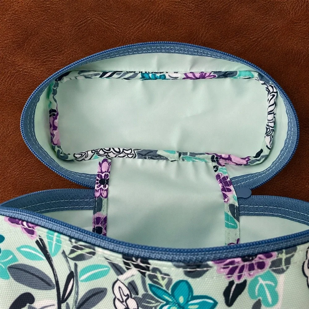 Vera Bradley Penelope's Garden Zippered Cosmetic Bag Floral Hedgehog Travel Case